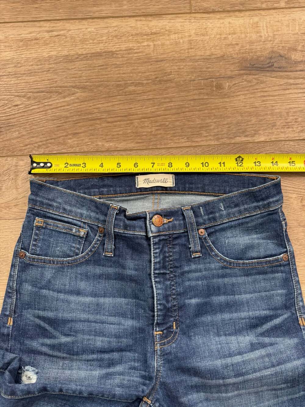 Madewell 9” High Rise Skinny Jeans Womens 28 Dark Wash Distressed Denim - Picture 4 of 9